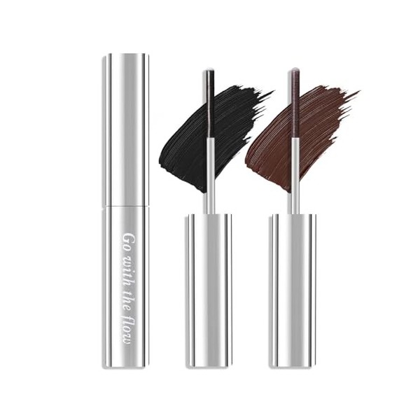 Prreal 2pcs Metal Mascara, Long Lasting Curling Iron Mascara Extra Slim Rod Mascaras, Non-Clumping Flake Proof Bristle-Less S