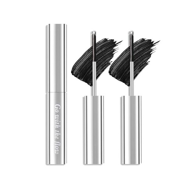 Prreal 2pcs Metal Mascara, Long Lasting Curling Iron Mascara Extra Slim Rod Mascaras, Non-Clumping Flake Proof Bristle-Less S