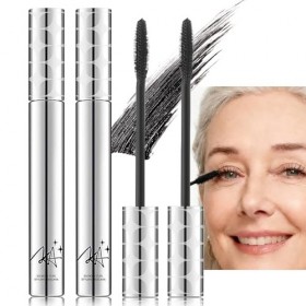 Mascaras Noir pour Femmes Plus âgées, 2 Pièces Mascara Waterproof Noir, Volume et Longueur, Convient aux Cils Clairsemés et V
