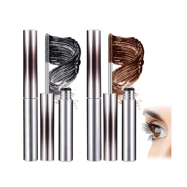 Lot de 2 mascaras en fer lavables - Noir - Avec brosse en métal - Pour plier les cils - Pas de sagglutinement, pas de bavure