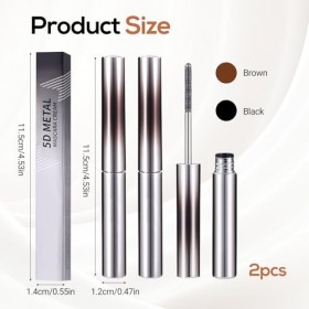 Lot de 2 mascaras en fer lavables - Noir - Avec brosse en métal - Pour plier les cils - Pas de sagglutinement, pas de bavure