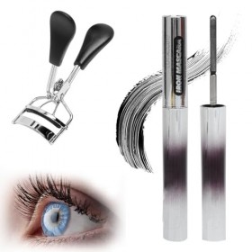 Mascara Waterproof Noir Mascara Brosse Metal Mascara Noir recourbe-cils 3D Iron Wand Volume Naturel, Lavable, Longue, épaisse