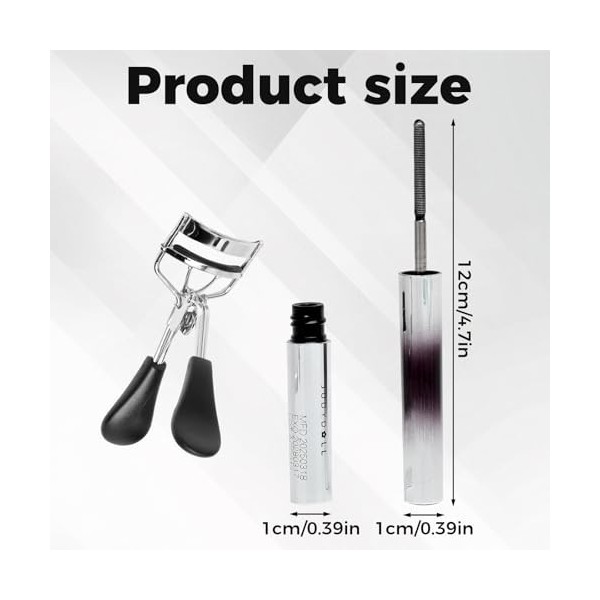 Mascara Waterproof Noir Mascara Brosse Metal Mascara Noir recourbe-cils 3D Iron Wand Volume Naturel, Lavable, Longue, épaisse