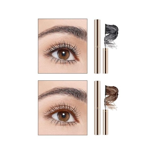 Erinde Lot de 2 Mascara Noir & Marron pour Femmes Mûres, Cilium Mascara Volume et Longueur, Brosse Fine pour Cils Délicats, W