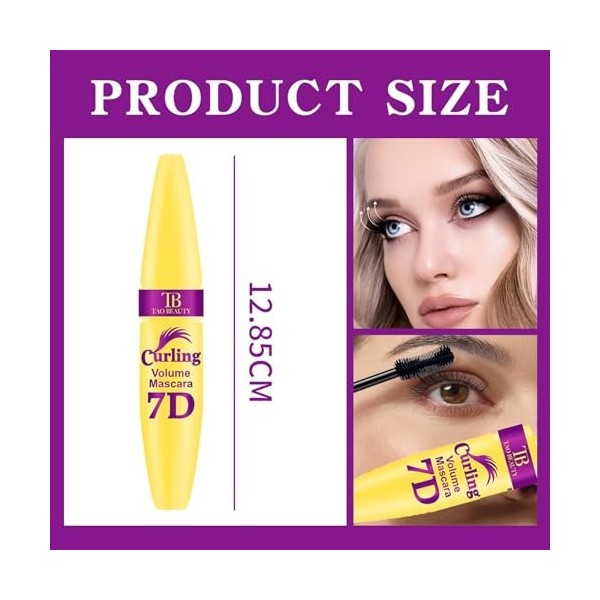 ZWWOGE Mascara Noir Waterproof, Naturellement Noir pour des Cils Extra Longs, 2025 Nouveau, Hypoallergénique, Ajoute du Volum