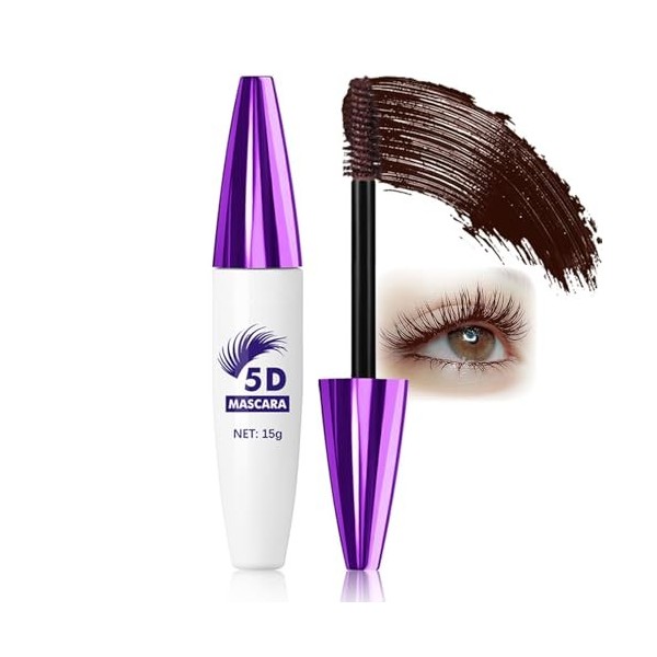 Mascara 5D pour volume et définition - Marron - Pour cils extrêmement longs - Imperméable et résistant aux taches - Pour cils