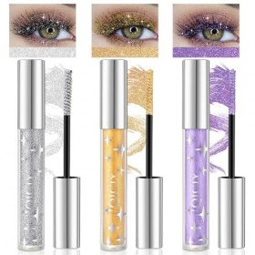 Mascara à paillettes, mascara imperméable, fard à paupières, mascara transparent, cils diamant pailletés en argent/or/violet,