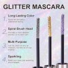 Mascara à paillettes, mascara imperméable, fard à paupières, mascara transparent, cils diamant pailletés en argent/or/violet,