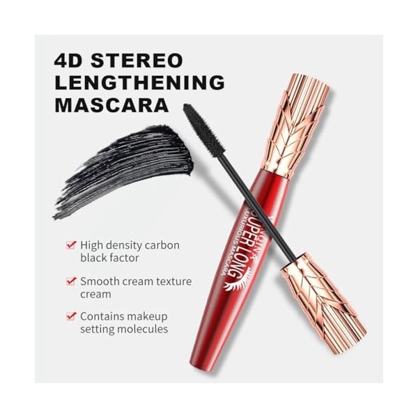 ARYIMYDP Mascara Volume Effet Extension, Formule Résistante à lEau & Transpiration, Technologie Anti-Agglomérant 24h, Pour M