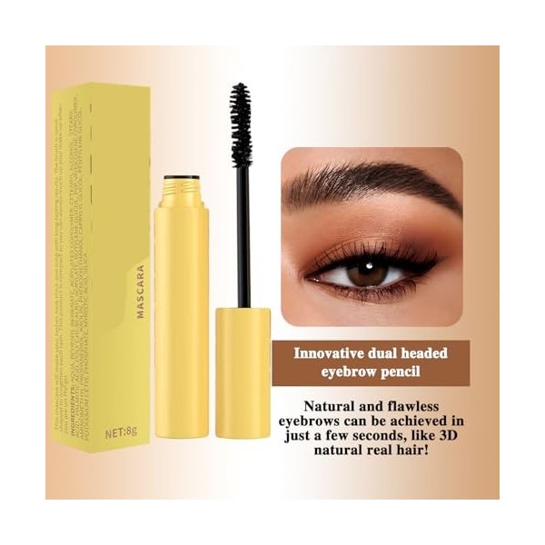 MOTIBACK 1 pinceau de maquillage 2 en 1 pour cils et sourcils - Imperméable et durable - Pour sourcils naturels 3D - Cils ple