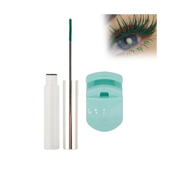 Set Colourful Mascara+Eyelash Curler,Waterproof Curling Mascara,Crée des Cils Pleins et Volumineux,Résiste aux Bavures et ne