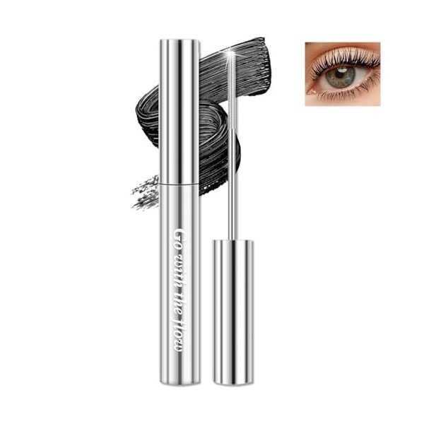 Noerrors Metal Mascara Lavable Baguette de Mascara en Fer, Courbure 3D Volume Finesse Supplémentaire Long Cils Pigmenté, Bros
