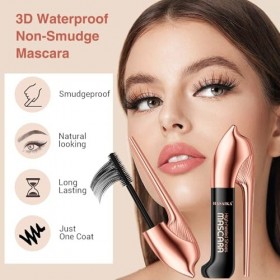 HASAIKA® Mascara Volume, Mascara de maquillage épais à double effet, longue durée, anti-bavures, allongeant et recourbant 6 