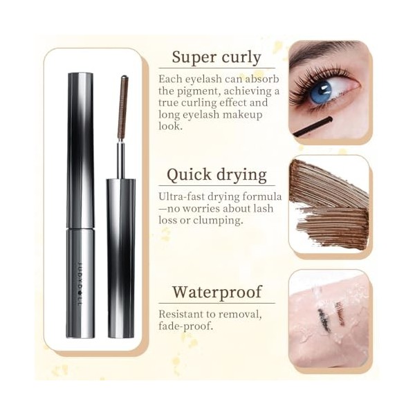 LAKPYN Curling Eyelash Iron Mascara Natural Thickening Lengthening Long Lasting Bristleless Mascara,Non-Clumping,Smudge Proof