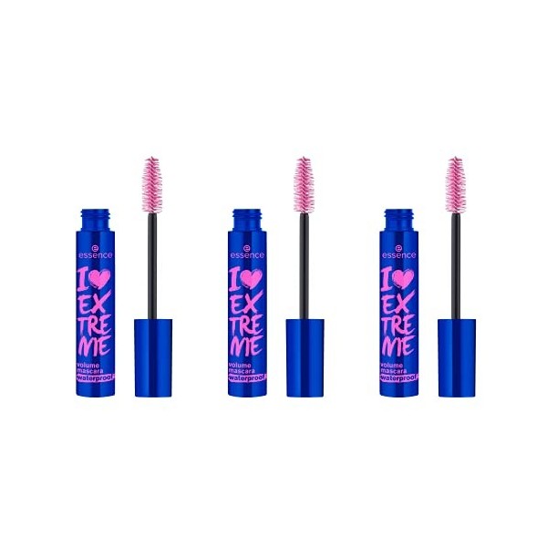 Essence - Mascara Volume I Love Extreme Waterproof Lot de 3 