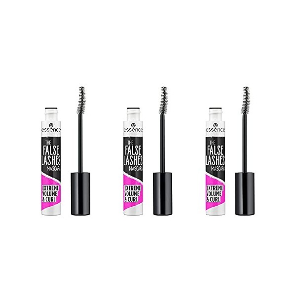 Essence The False Lashes Lot de 3 mascaras volume et courbe pour cils Noir 10 ml