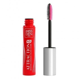 Mascara Attraction 4D - Miss Den - Brosse Biface - Effet 4D - Teinte 500 Noir Sidéral