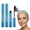 Lot de 2 mascaras pour femmes âgées, mascara, imperméable, noir, pour plus de volume et de longueur, cils clairs, longue duré