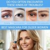 Lot de 2 mascaras pour femmes âgées, mascara, imperméable, noir, pour plus de volume et de longueur, cils clairs, longue duré