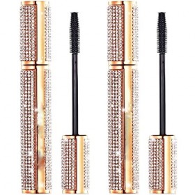 4D Flash Diamond Black Mascara, Waterproof Silk Fiber Thick Lengthening Mascara, Natural Smudge-proof Long Lasting Thick, All