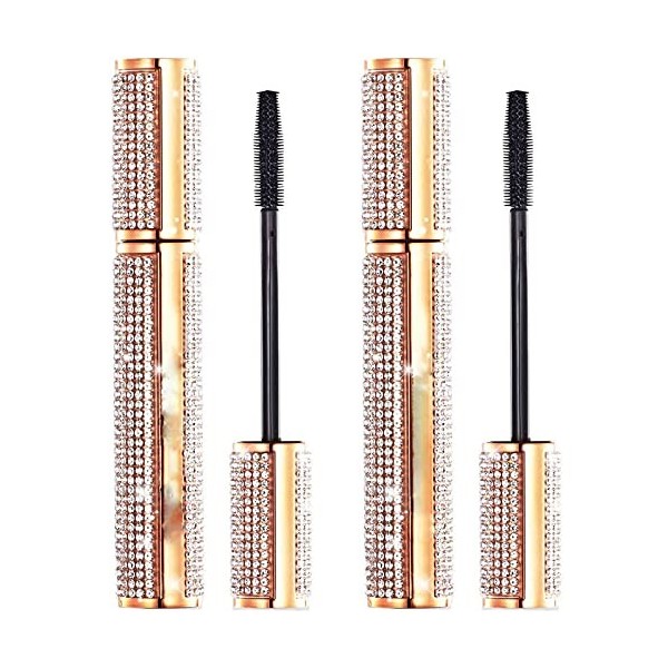 4D Flash Diamond Black Mascara, Waterproof Silk Fiber Thick Lengthening Mascara, Natural Smudge-proof Long Lasting Thick, All