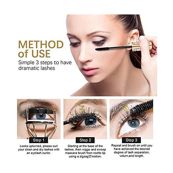 4D Flash Diamond Black Mascara, Waterproof Silk Fiber Thick Lengthening Mascara, Natural Smudge-proof Long Lasting Thick, All