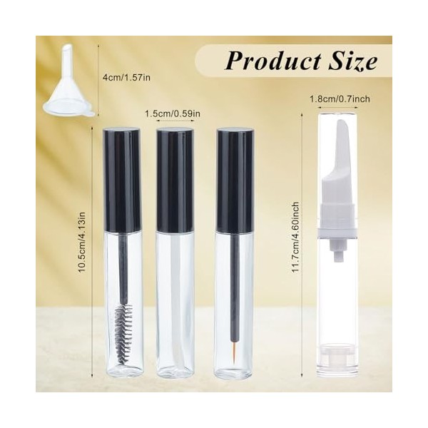 Tube et Baguette de Mascara Vides NICENEEDED 10 ML, Tube de Brillant à Lèvres pour Eye-Liner et Cils, Conteneur de Mascara Re