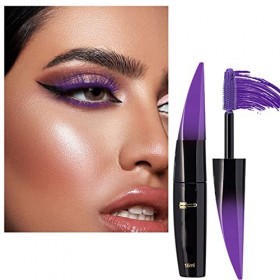 Mascara de cils en fibre de soie 4D mascara imperméable naturel -taches allongeant et long épais Argent Colloïdal Gel Purple ...