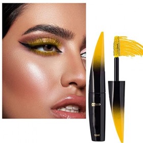 Mascara de cils en fibre de soie 4D mascara imperméable naturel -taches allongeant et long épais Argent Colloïdal Gel Yellow