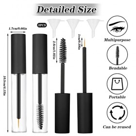 ALTcompluser Lot de 6 tubes de mascara vides, rechargeables, 10 ml, avec baguette à cils et entonnoir en caoutchouc, pour la 