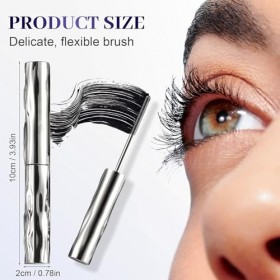 Mascara Waterproof Long, Mascara Noir Intense, Imperméable à leau longue durée Naturellement maquillage, Fast Dry False Lash