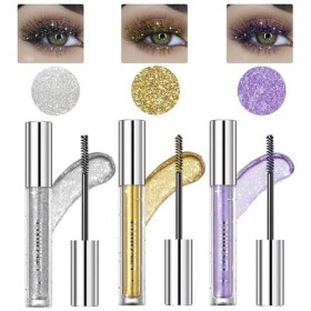 Lot de 3 mascaras pour cils colorés - Brillants et scintillants - Résistants aux taches - Longue durée - Pour une utilisation