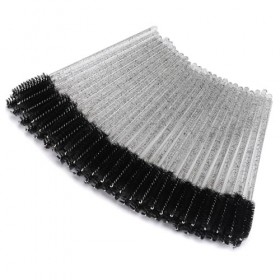 Lot de 100 brosses à cils jetables pliables en cristal pour extensions de cils, contour des sourcils et maquillage noir cris ...