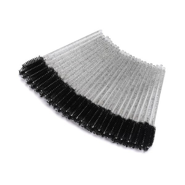 Lot de 100 brosses à cils jetables pliables en cristal pour extensions de cils, contour des sourcils et maquillage noir cris ...