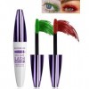 Lot de 2 mascaras télescopiques 5D vert rouge pour les yeux, imperméable, anti-salissures, longue tenue, mascara volumineux q