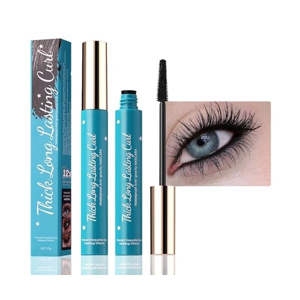 Lot de 2 mascaras imperméables noirs profonds pour volume et définition, résistants aux taches et non agglomérants, avec fibr