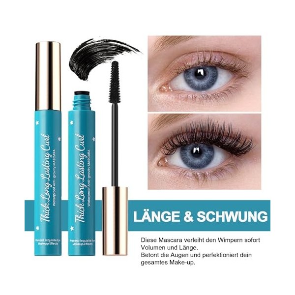 Lot de 2 mascaras imperméables noirs profonds pour volume et définition, résistants aux taches et non agglomérants, avec fibr