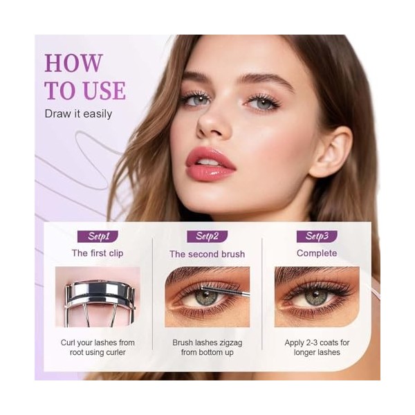 Ironeye Mascara Brosse métallique sans poils pour cils naturels Volume & longueur Effet bouclé 3D Imperméable et durable
