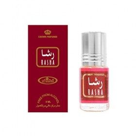 Huile Parfumée RASHA 3 ml, Oud Arabe 100% Huile Sans Alcool Musc Halal Pour Homme et Femme Attar Longue Durée, Flacon Roll-on