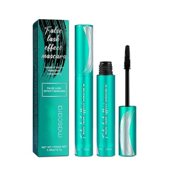 Lot de 2 mascaras imperméables noirs - Longueur et volume - Formule résistante aux frottements - Pour maquillage quotidien - 