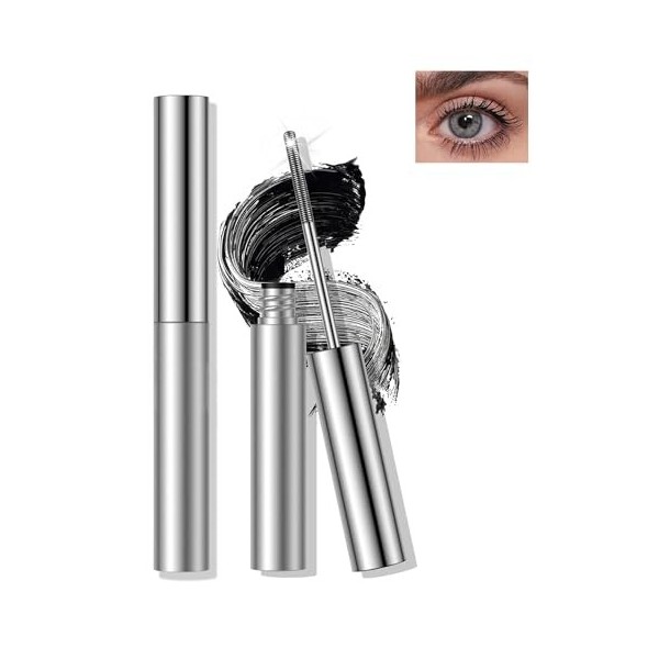 Iron Metal Mascara Waterproof, Noir Longue Durée 3D Curling Effet, Washable Wand Mascara Volume et Longueur, Résistant aux Ta