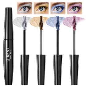 Lot de 4 mascaras à paillettes pour cils avec éclat diamant, imperméable, longue durée, volume et élan, pour fête et festival
