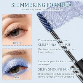 Lot de 4 mascaras à paillettes pour cils avec éclat diamant, imperméable, longue durée, volume et élan, pour fête et festival