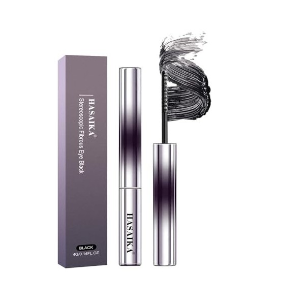 HASAIKA® Mascara métallique, Mascara Volume de maquillage épais à double effet, longue durée, anti-bavures, allongeant et rec