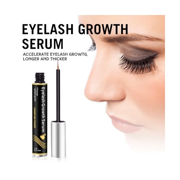 Sérum Nutrissant pour Cils, Lotion de Soin pour Cils, Amplificateur de Cils Volumineux & recourbés, Stimule la Pousse des Cil
