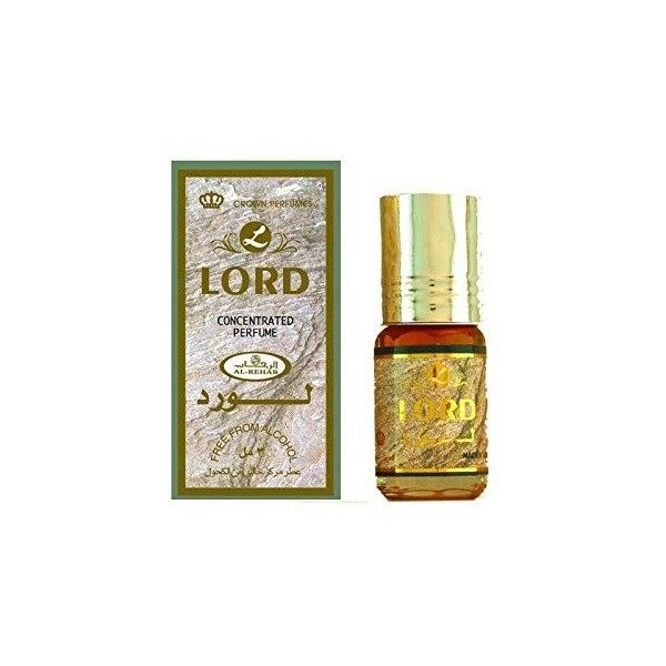 Huile Parfumée LORD 3 ml, Oud Arabe 100% Huile Sans Alcool Musc Halal Pour Homme et Femme Attar Longue Durée, Flacon Roll-on 