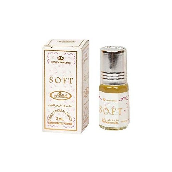 Huile Parfumée SOFT 3 ml, Oud Arabe 100% Huile Sans Alcool Musc Halal Pour Homme et Femme Attar Longue Durée, Flacon Roll-on 