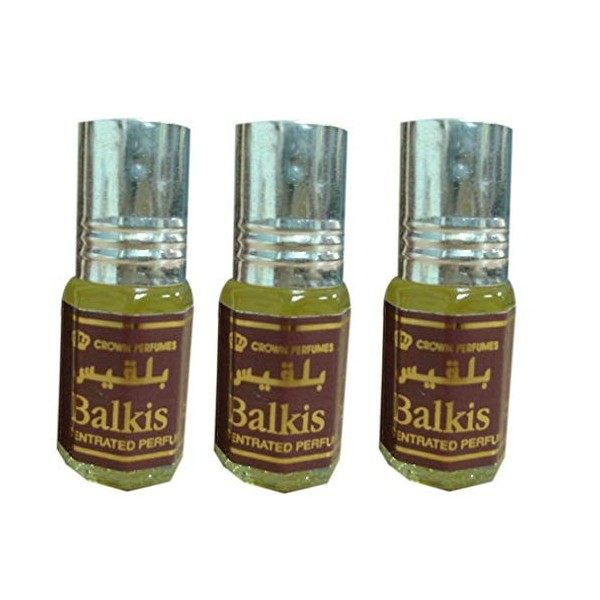 Huile Parfumée BALKIS 3 ml, Oud Arabe 100% Huile Sans Alcool Musc Halal Pour Homme et Femme Attar Longue Durée, Flacon Roll-o