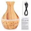 Humidificateur de diffuseur darôme de Vase à Grain de bois rétro 300 ml-diffuseur dhuiles essentielles aromatiques humidifi