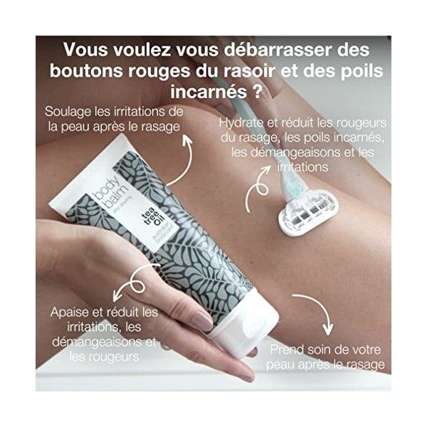 Lotion Après-Rasage Australian Bodycare Body Balm 200 ml | Pour Poils Incarnés, Rougeurs et Irritation du Rasoir | Soulagem